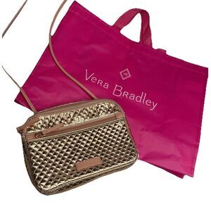Vera Bradley Crossbody Bag Metallic Gold Quilted w/ Dust Bag